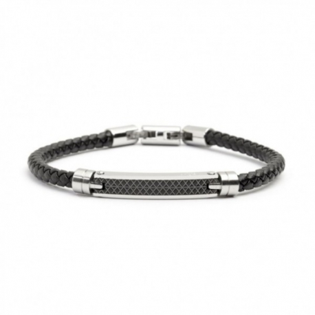 Bracciale Marlù uomo in pelle e acciaio ref. 4BR1809N