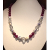 Collana donna con pietre dure di agata viola perle decorate e cristallo di rocca