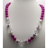 Collana donna con pietre dure di agata viola perle decorate e cristallo di rocca